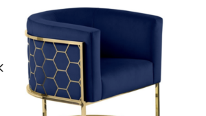 Honeycomb Gold Accent Chair  -  Blue