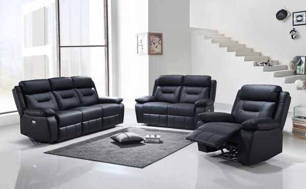 Black Leather Power Recliner Set